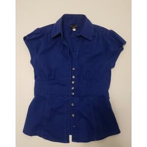 Banana Republic Blue Safari Style Short Sleeve Button Up Women's Shirt 4 #A29PJ